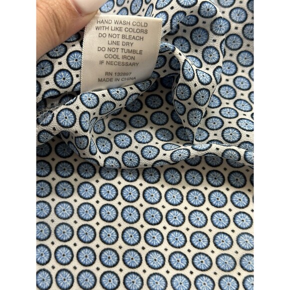 Rose & Olive Sleeveless Geometric VNeck Blue Dots Sheer Work Pullover Top Size M - Picture 3 of 8